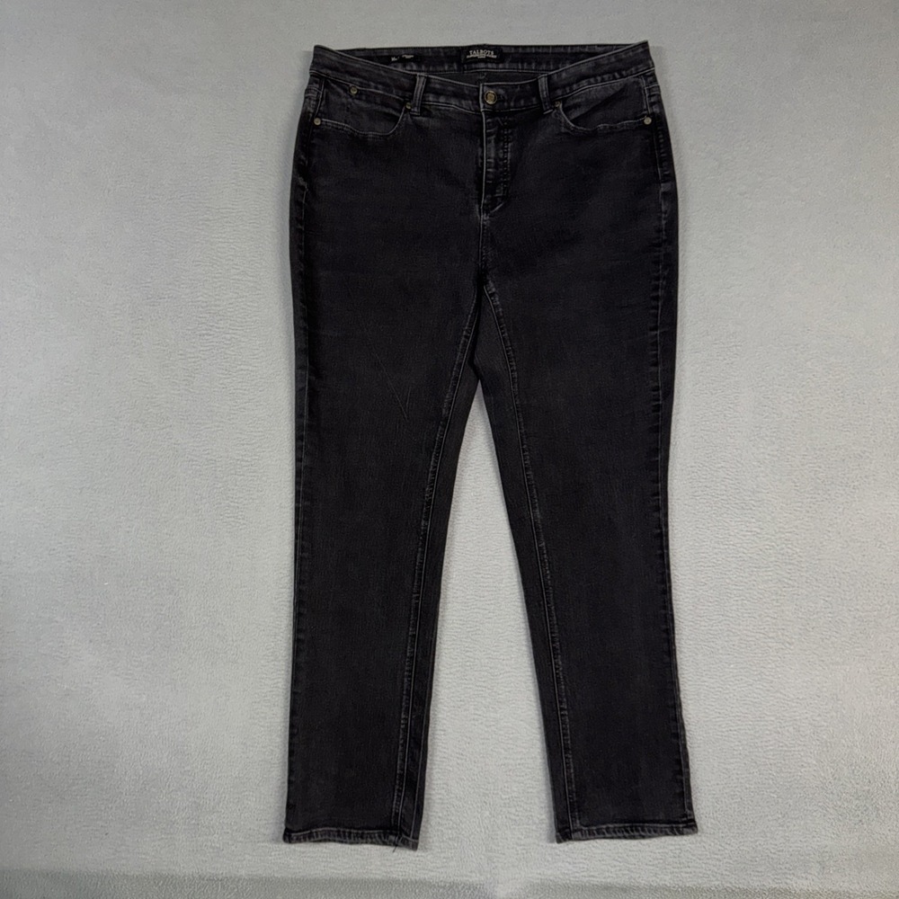 Talbots Jeans Womens 16W Black Curvy Straight Flawless Five Pocket Stretch Denim